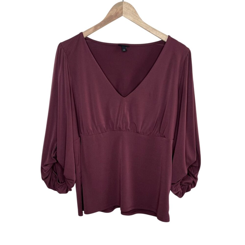 Torrid Womens Studio Knit V-Neck Quarter Sleeve Shirred Top 1X
